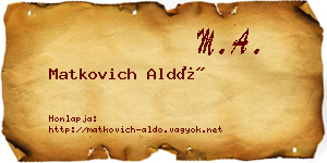 Matkovich Aldó névjegykártya